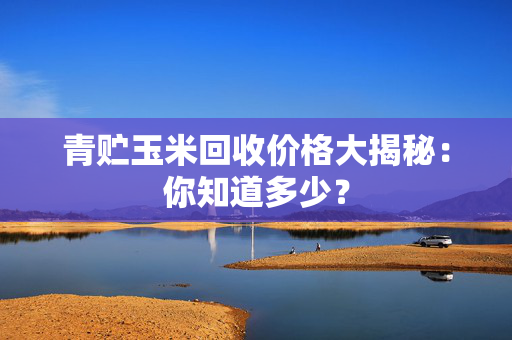 青贮玉米回收价格大揭秘：你知道多少？