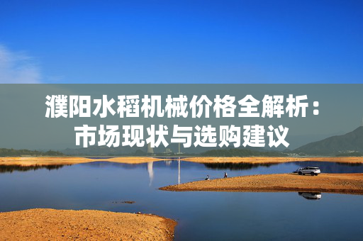 濮阳水稻机械价格全解析：市场现状与选购建议